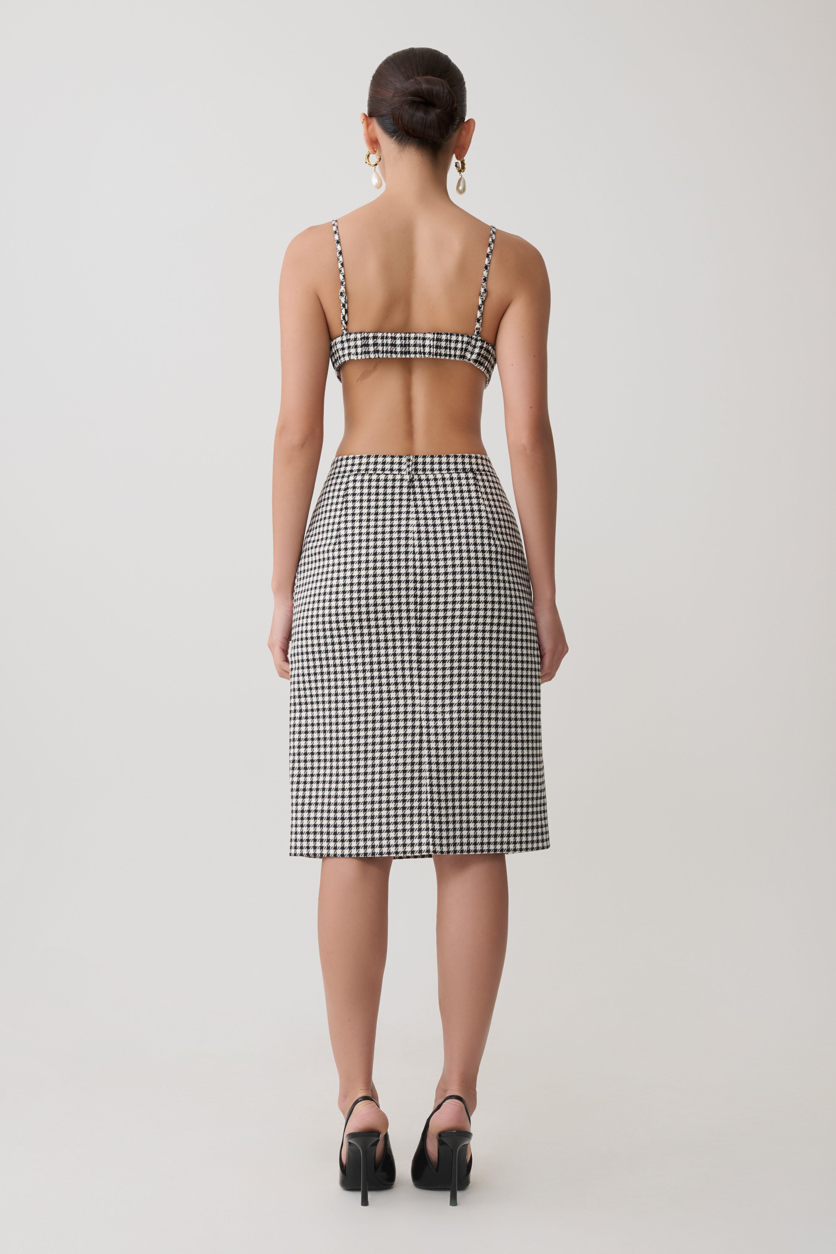 Amelie Tweed Midi Skirt - Houndstooth