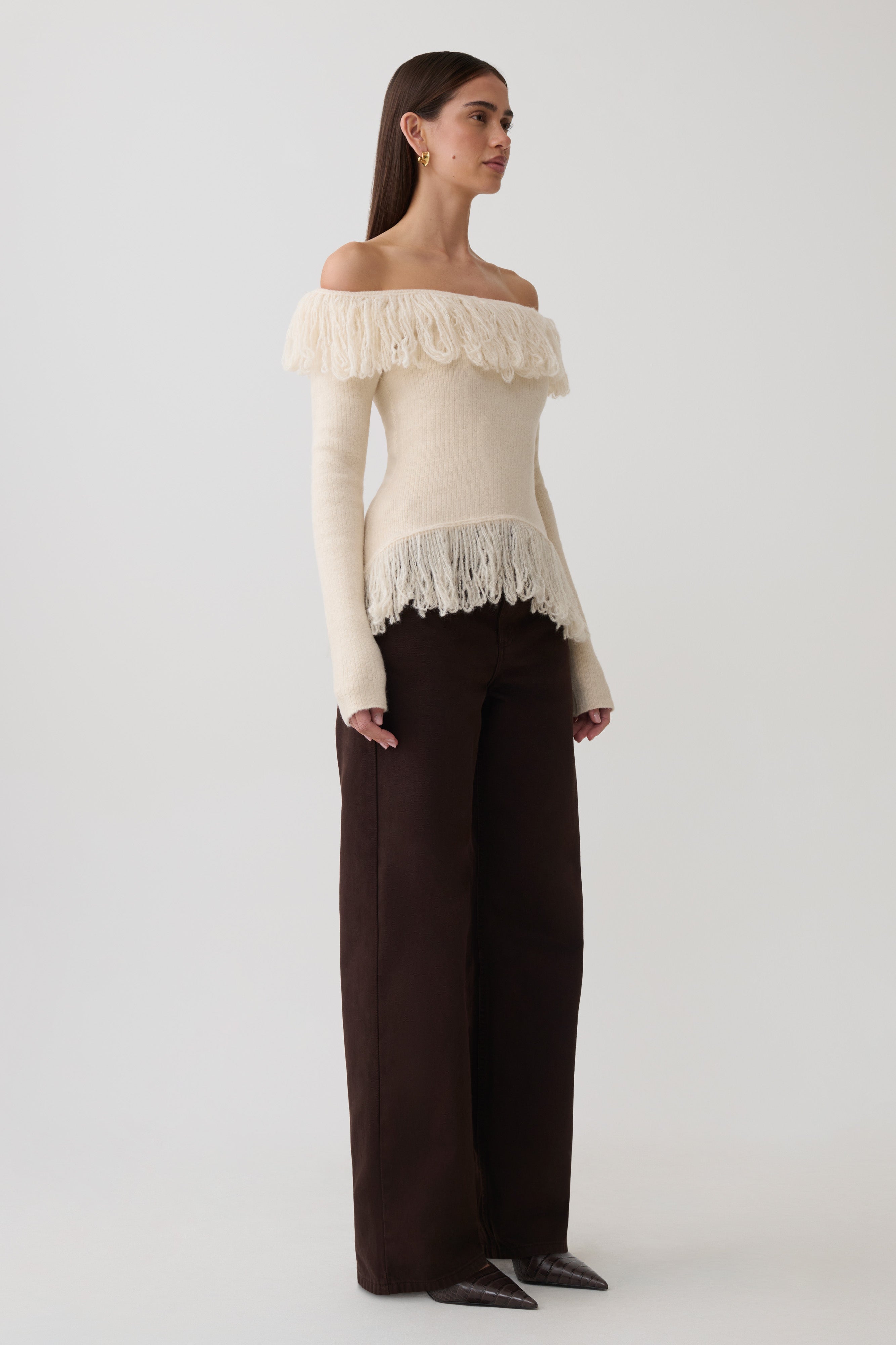 Sammie Fringe Knit Top - Cream