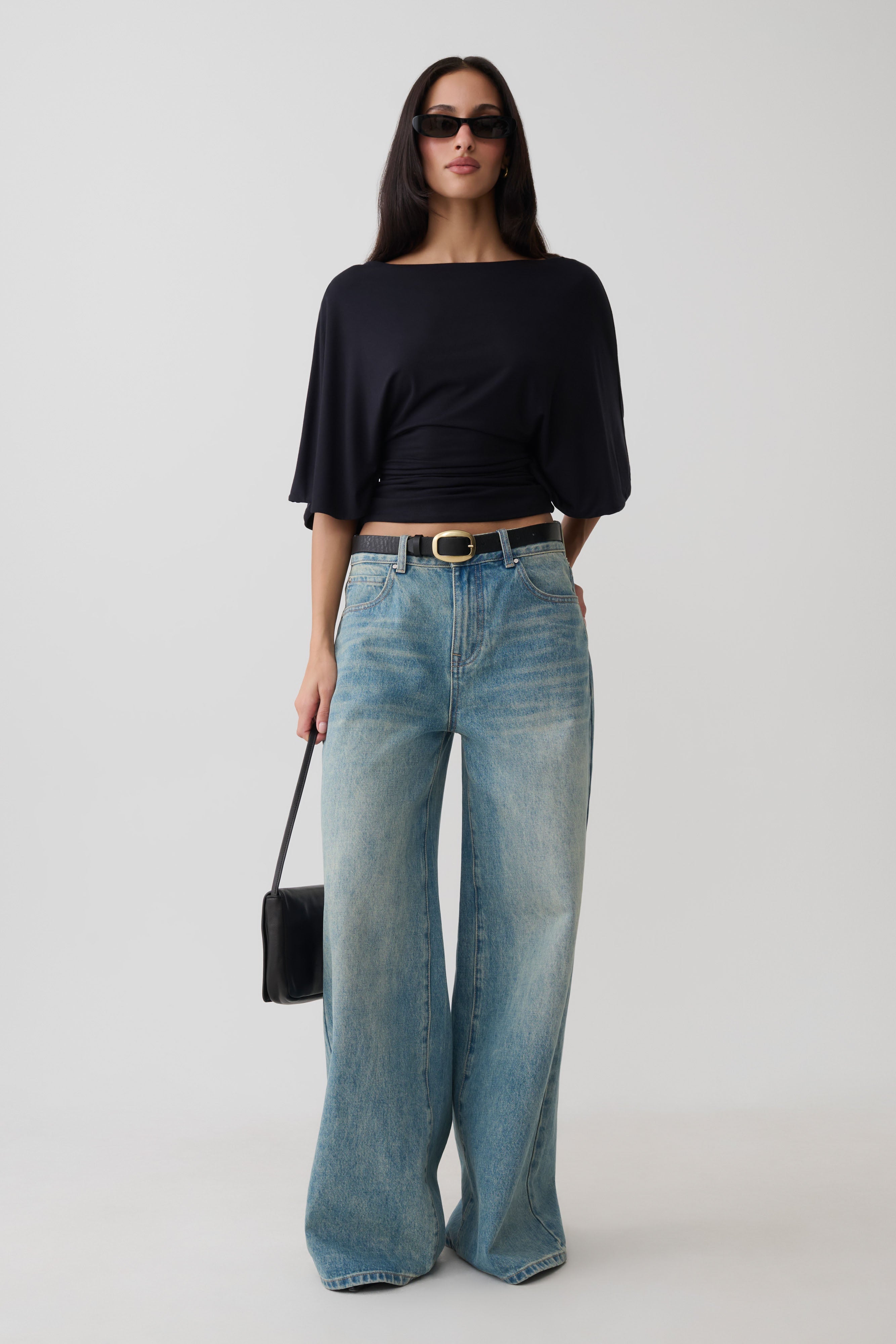 Sila Modal Batwing Short Sleeve Top - Black
