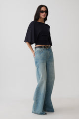 Sila Modal Batwing Short Sleeve Top - Black