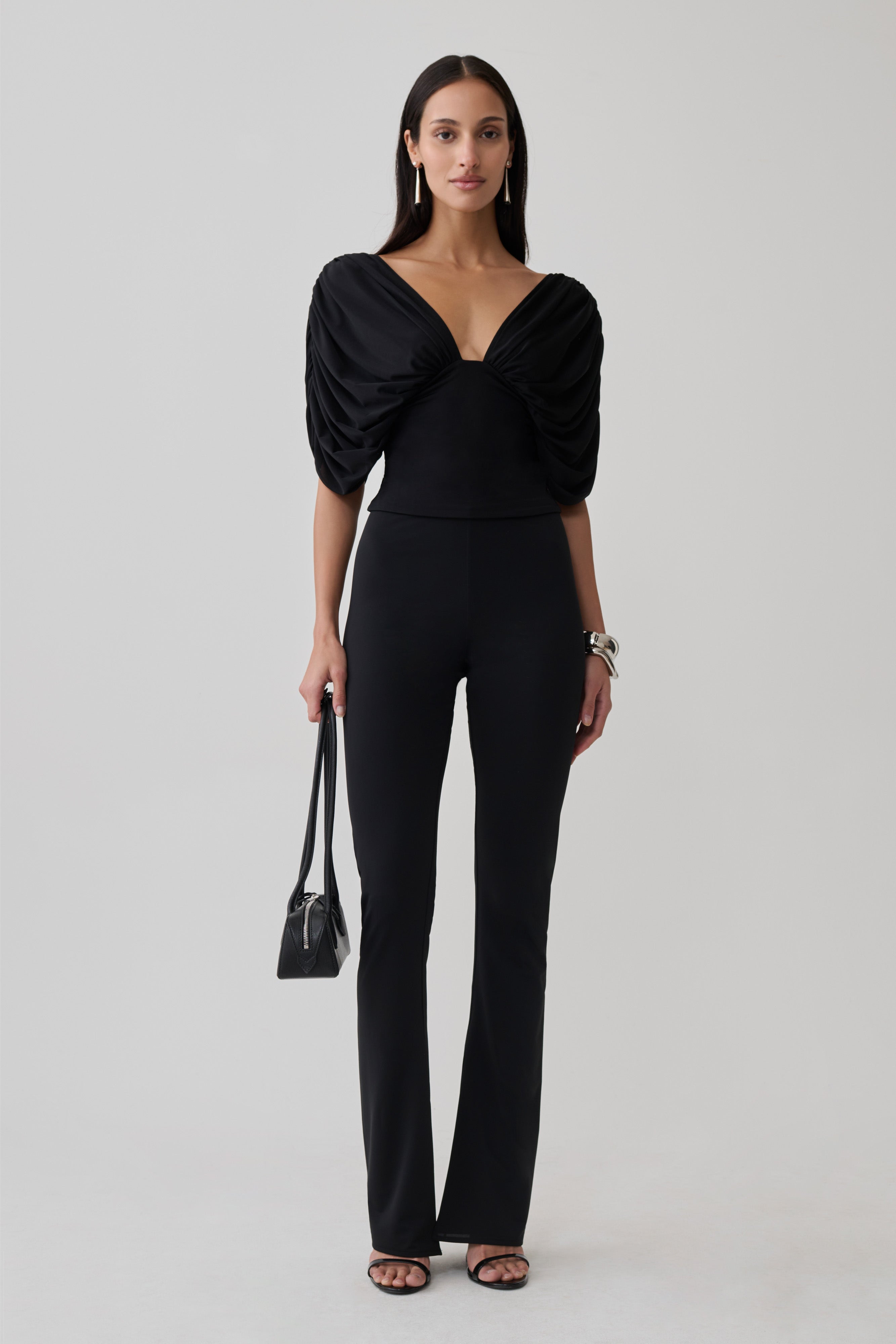 Aerin Gathered Bodice Top - Black