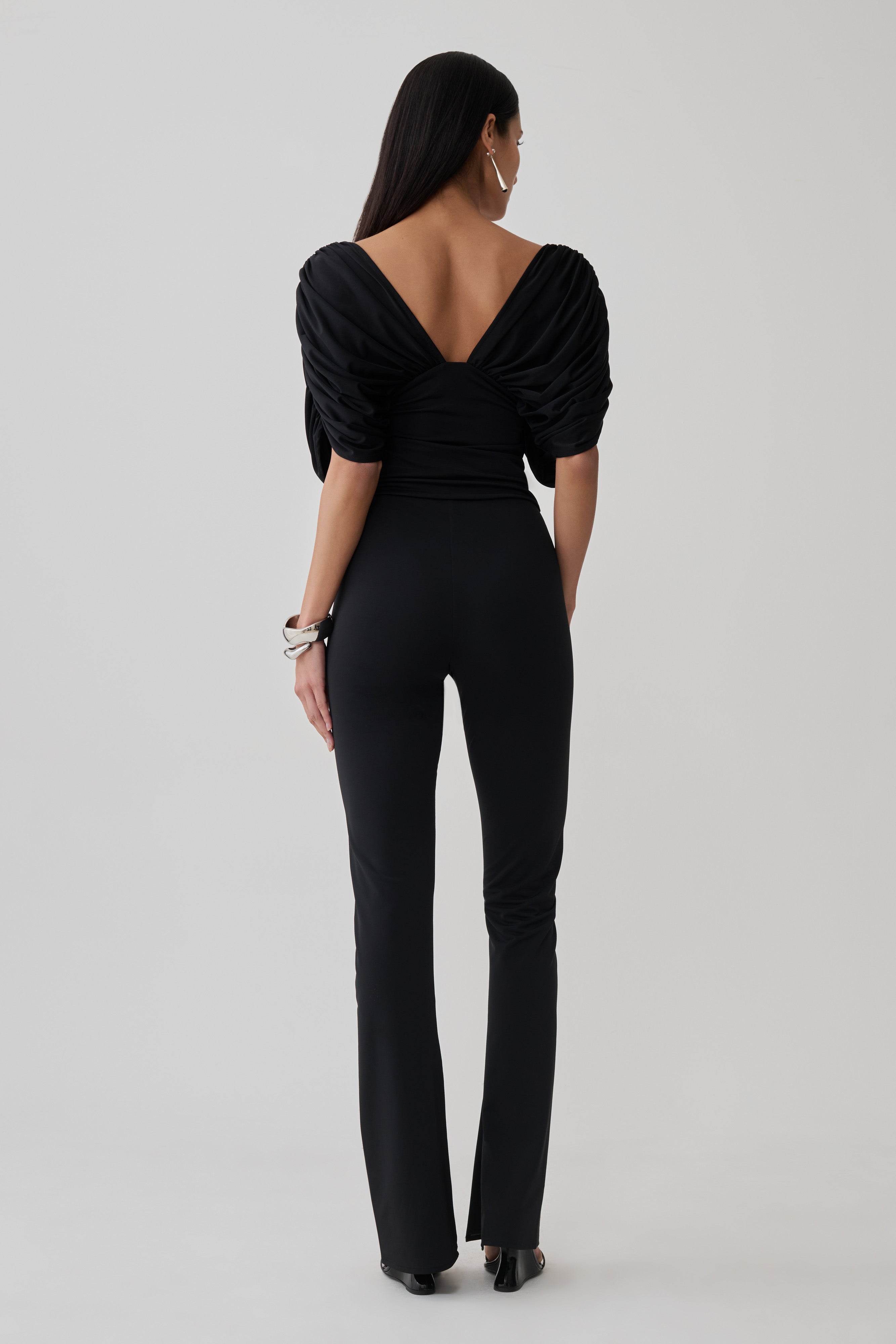 Aerin Gathered Bodice Top - Black
