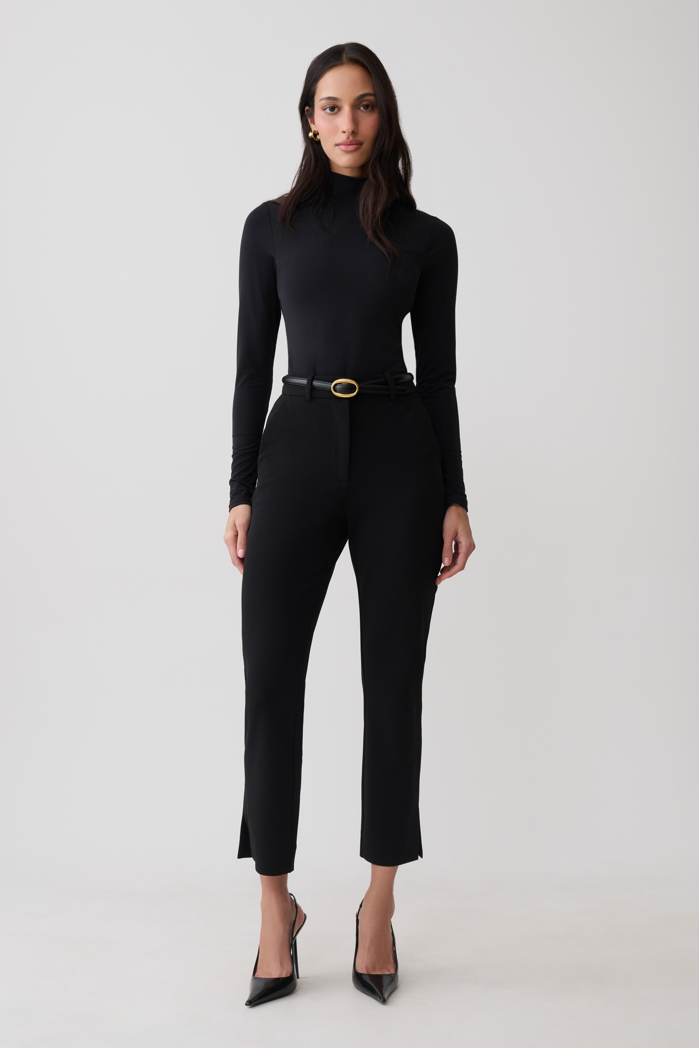 Annabel Long Sleeve High Neck Bodysuit - Black