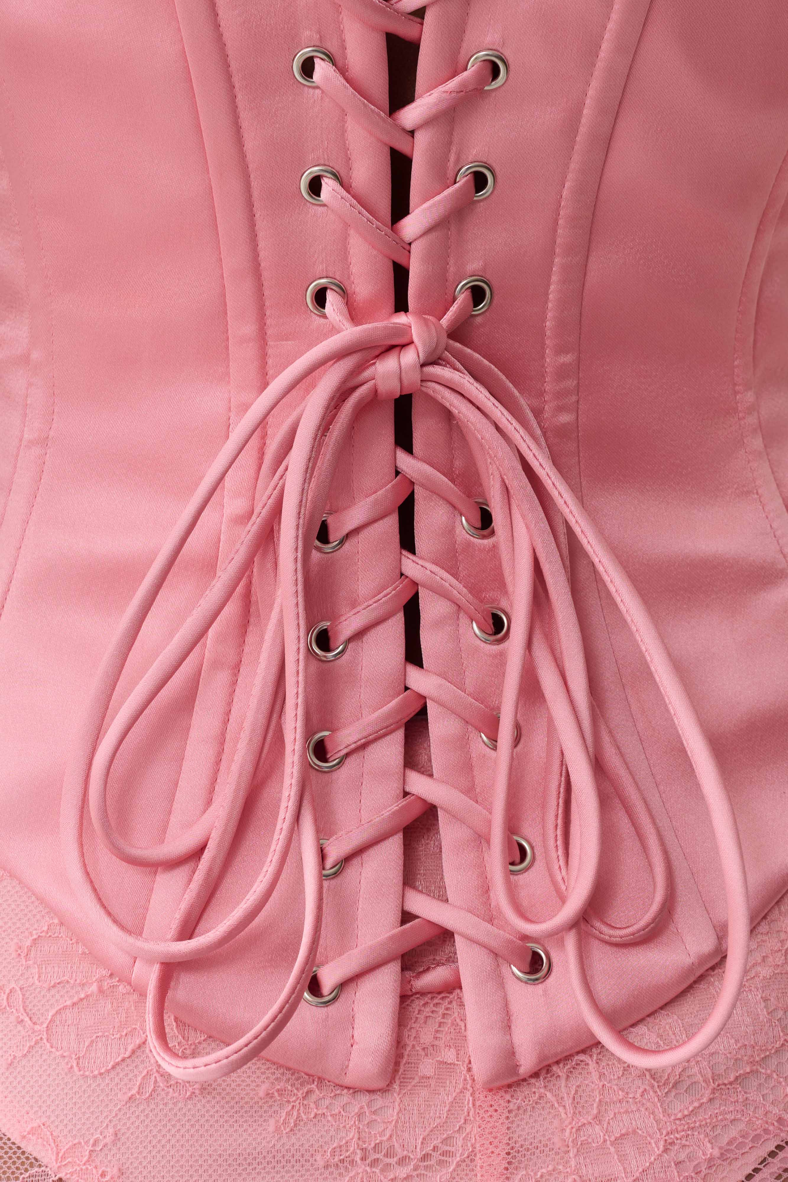 Nicolla Satin Strapless Corset - Pink