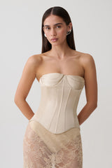 Nicolla Satin Strapless Corset - Blush Rose Gold