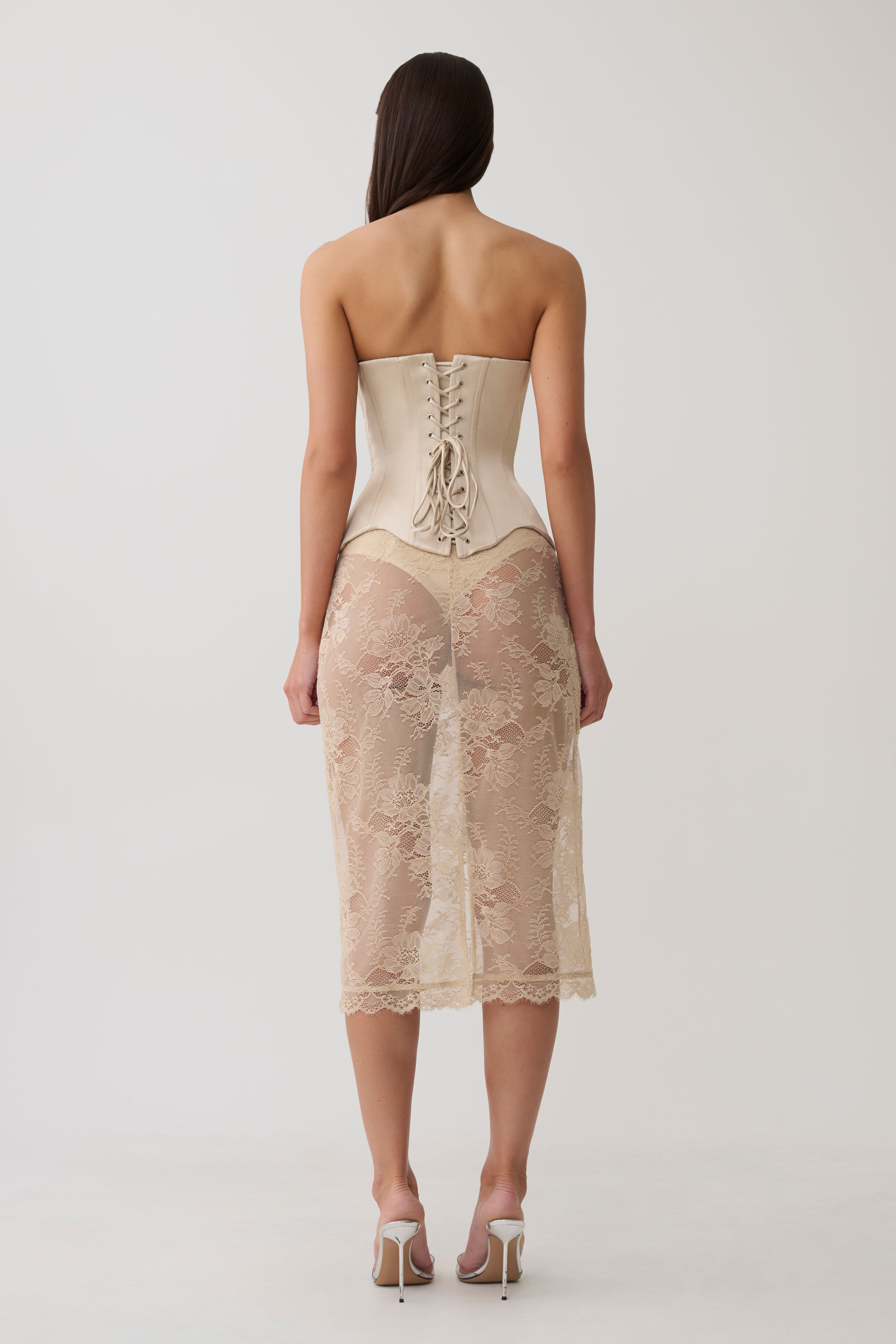 Nicolla Satin Strapless Corset - Blush Rose Gold