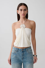 Sade Halter Top With Hardware - Ivory