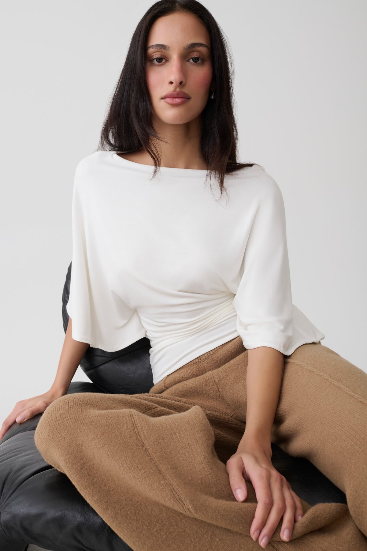 Sila Modal Batwing Short Sleeve Top - White