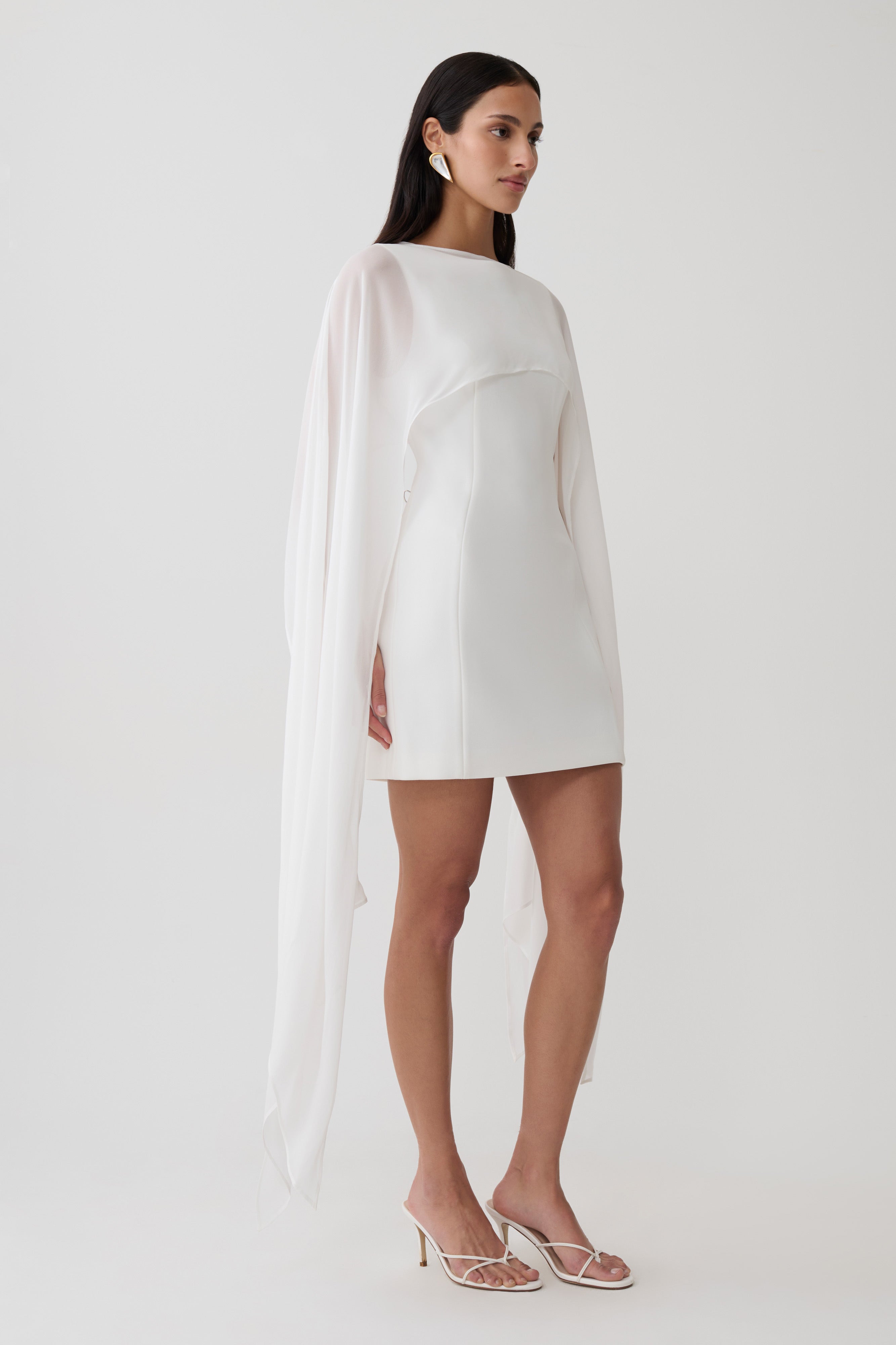 Triana Chiffon Overlay Mini Dress - White