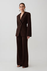Darcie Drop Shoulder Suiting Blazer - Dark Chocolate