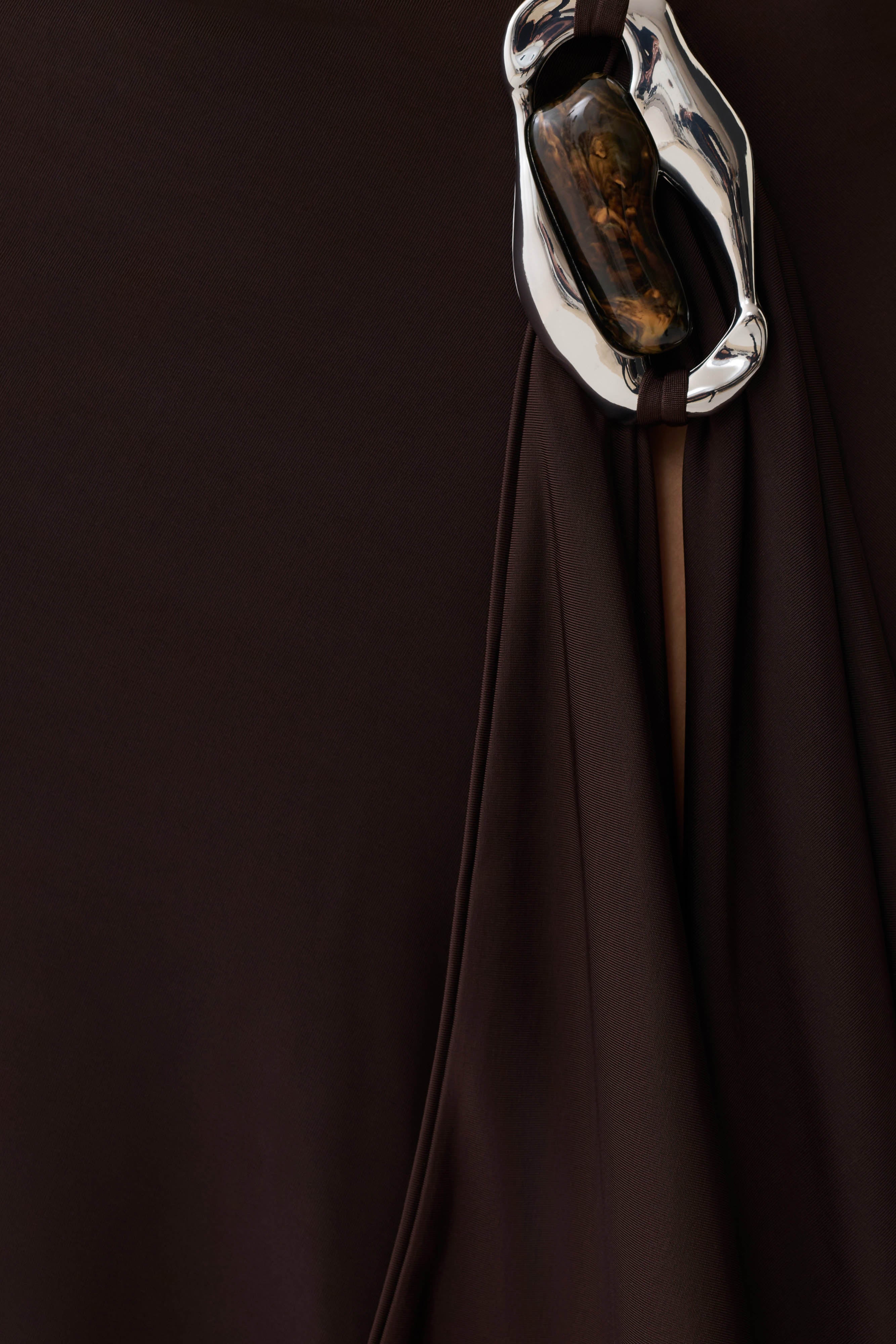 Sault Hankie Midi Skirt with Hardware - Dark Chocolate