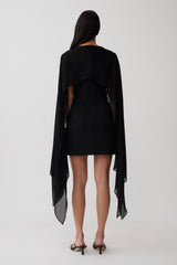 Triana Chiffon Overlay Mini Dress - Black