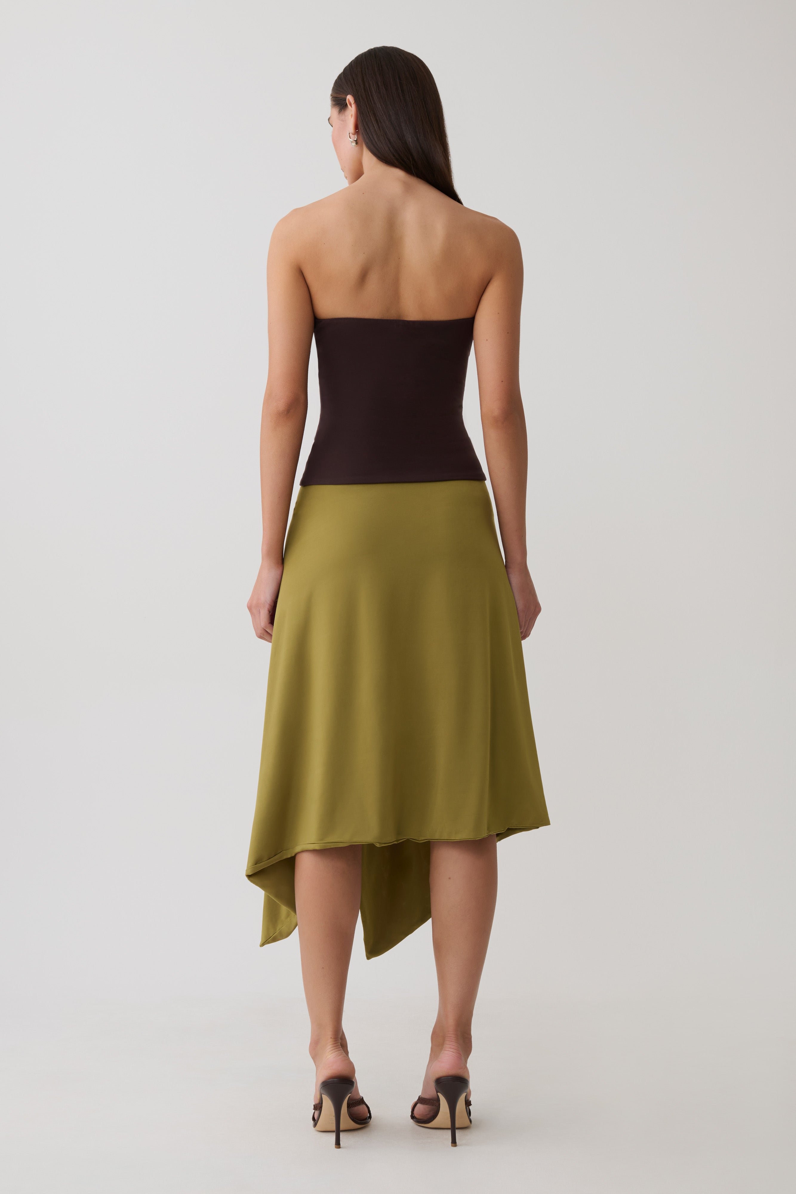 Sault Hankie Midi Skirt with Hardware - Martini Olive