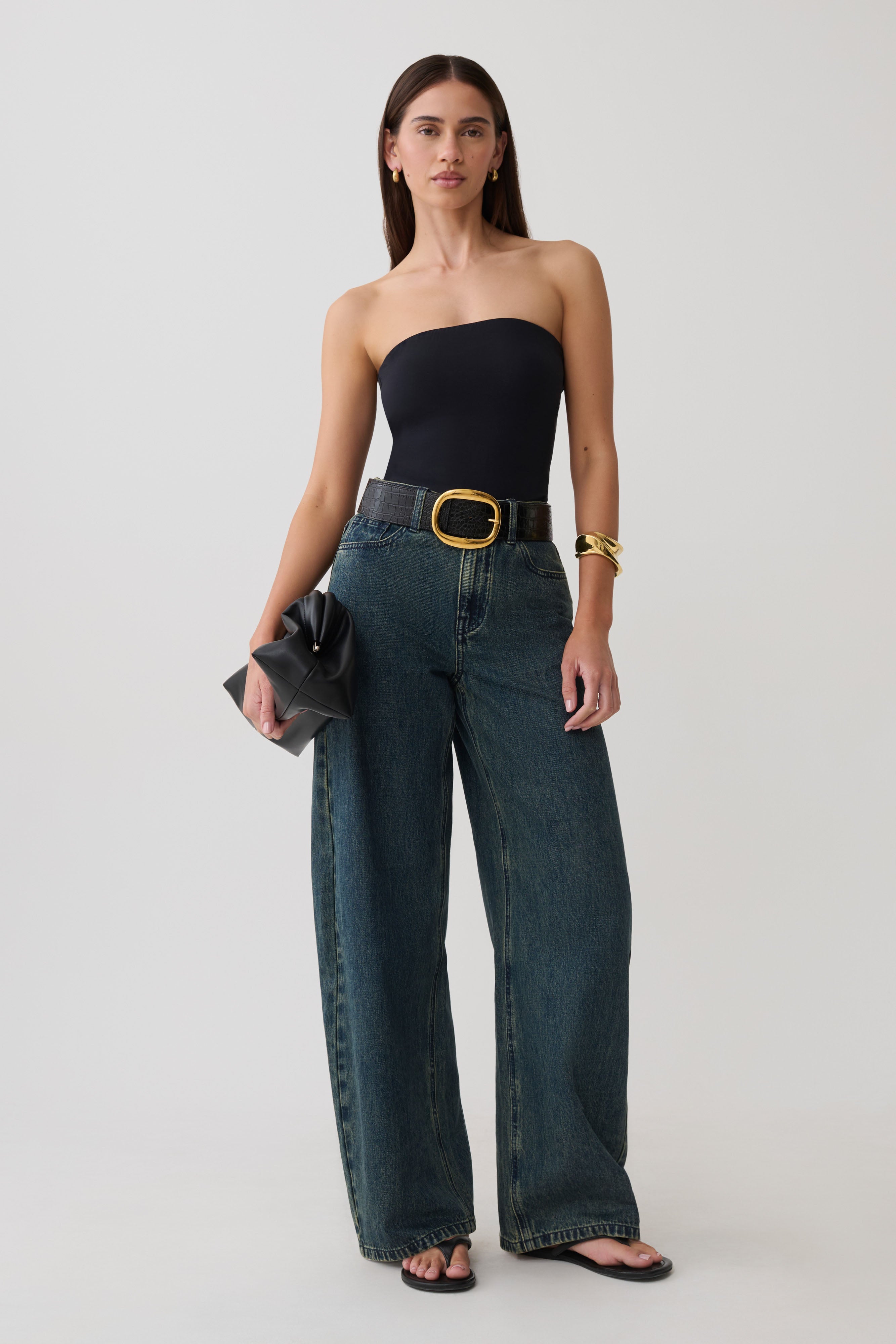 Stephanie Barrel Denim Jeans - Vintage Blue