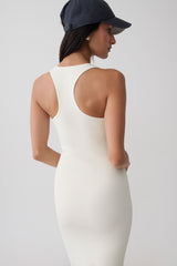 Leah Racer Back Knee Length Knit Dress - Ivory