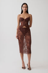 Marcelle Lace Midi Skirt - Dark Chocolate