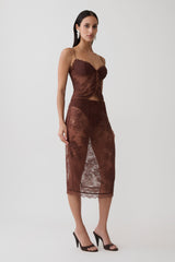 Marcelle Sweetheart Lace Top - Dark Chocolate