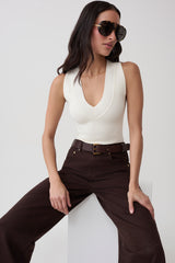 Claudina V-Neck Knit Tank - Ivory