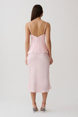 Hattie Satin Midi Skirt - Pale Pink