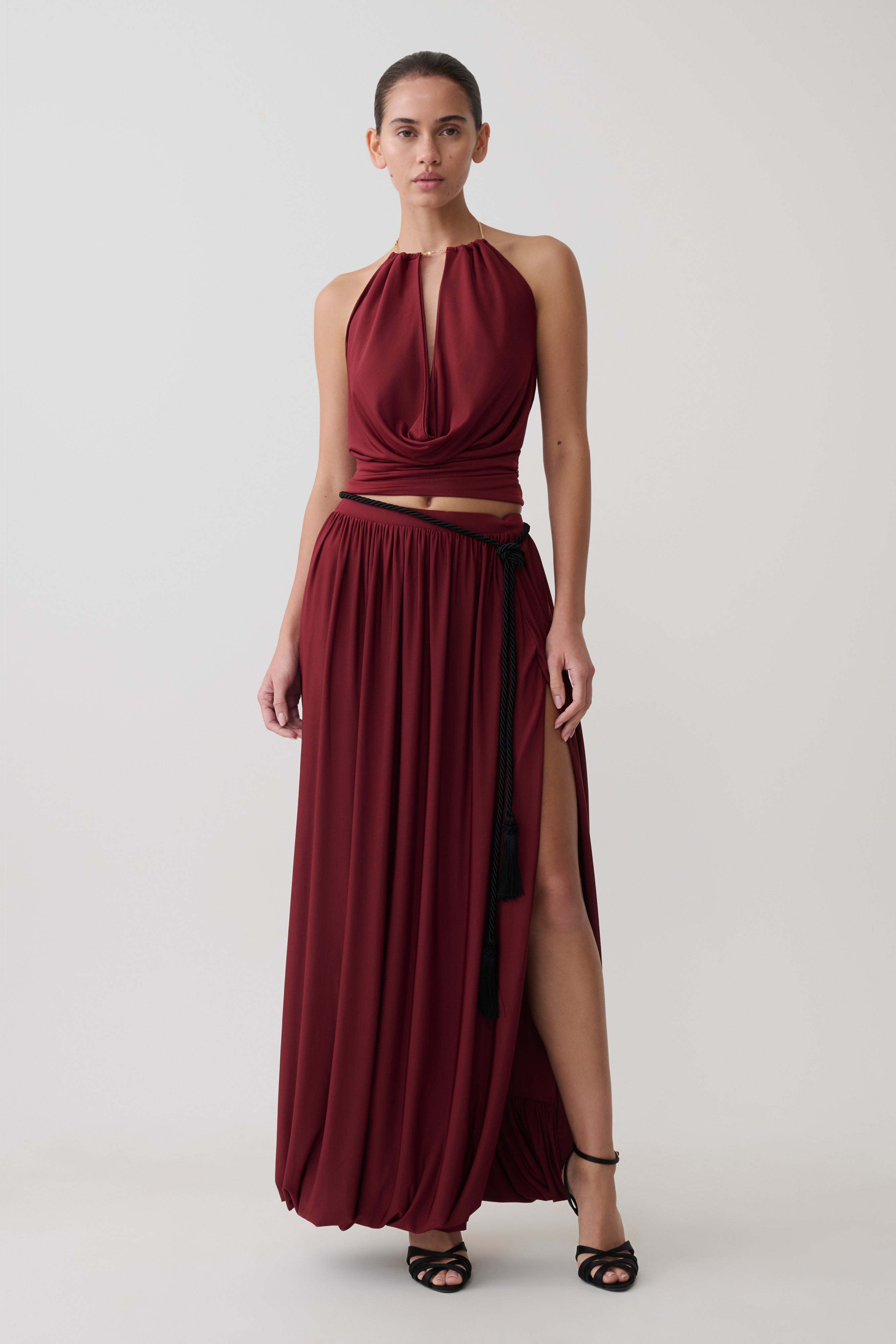 Banks Halter Neck Top With Hardware - Wine