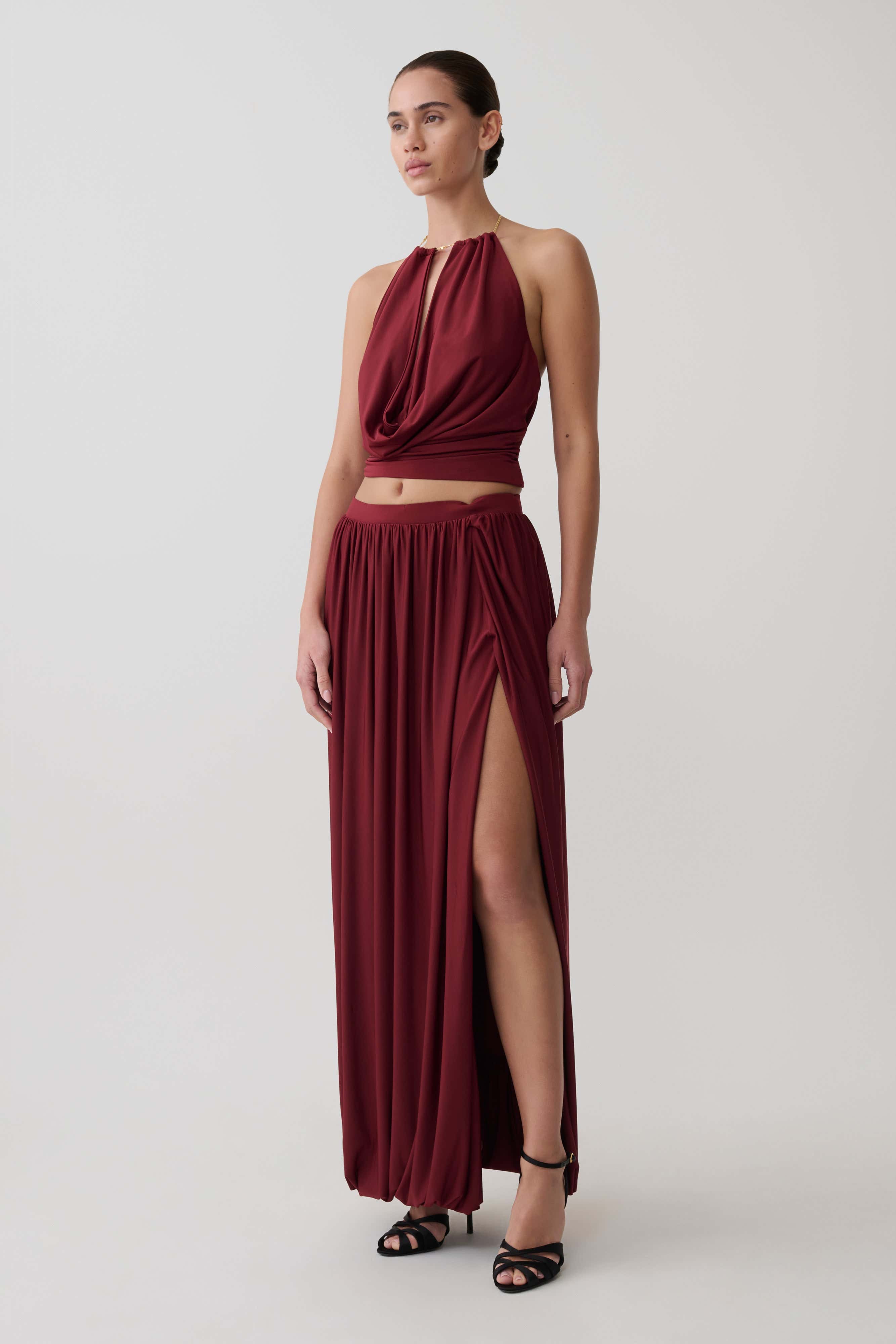 Banks Halter Neck Top With Hardware - Wine
