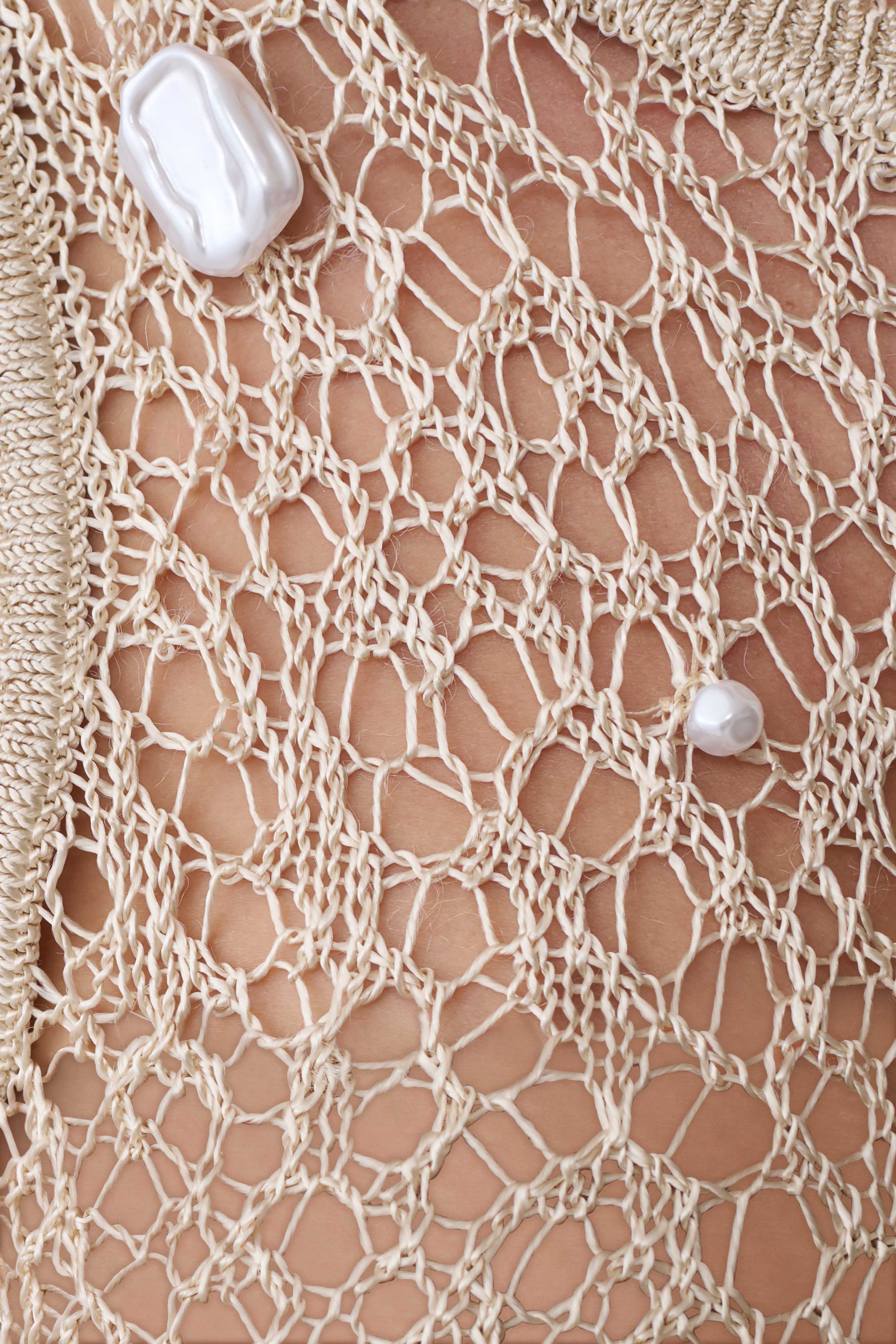 Eloise Pearl Beaded Top - Cream