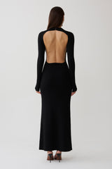 Rowan Long Sleeve Knit Maxi Dress - Black