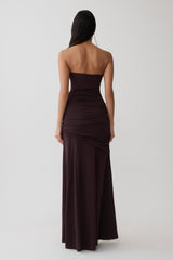 Kaiydo Gathered Centre Wire Maxi Dress - Chocolate