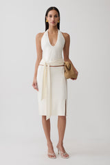 Elio Peached Jersey Midi Skirt - Ivory