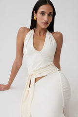 Daine Peached Jersey Halter Top - Ivory