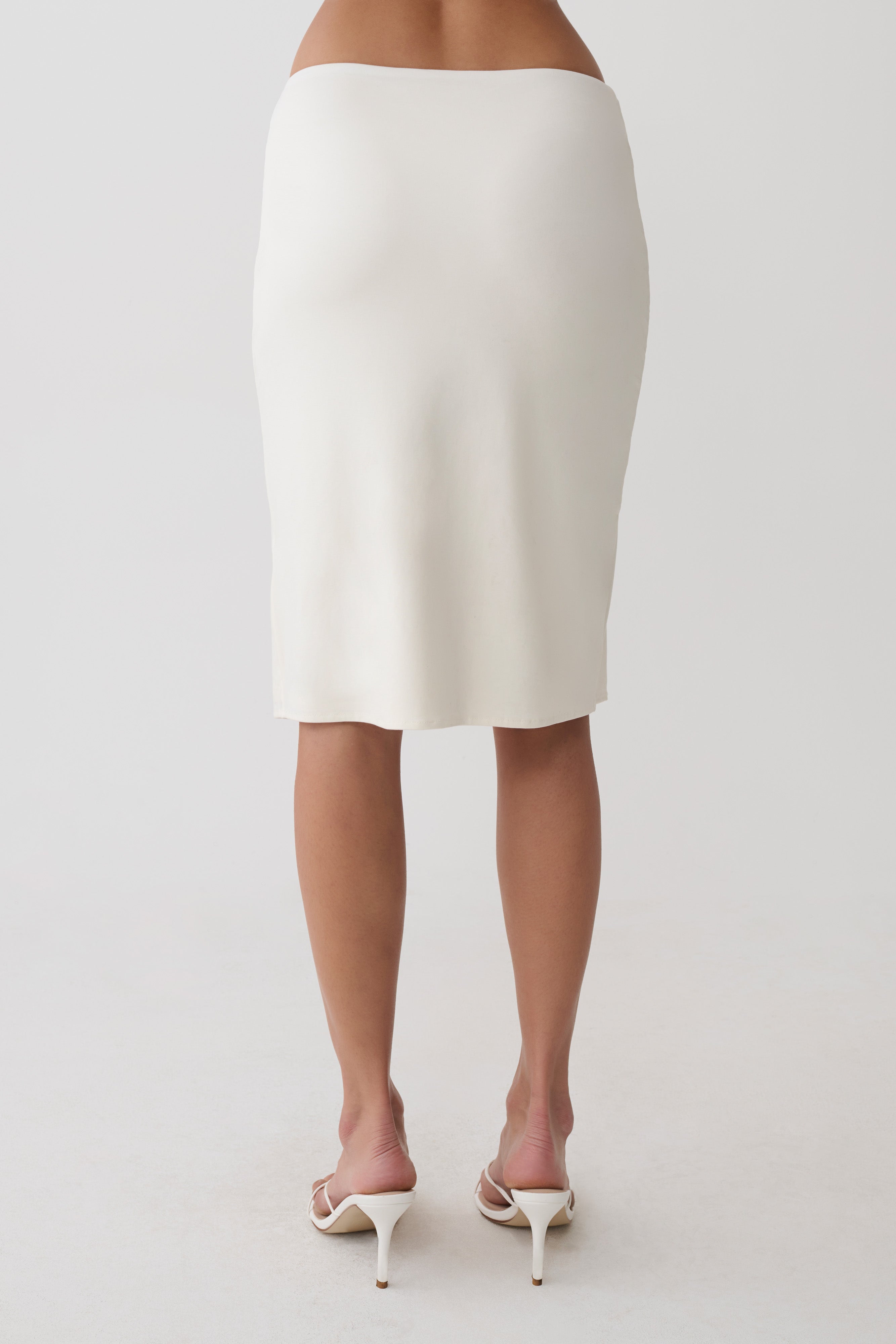 Elio Peached Jersey Midi Skirt - Ivory