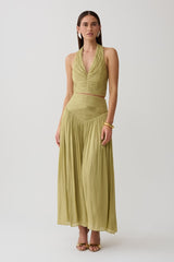 Makena Gathered Midi Skirt - Green