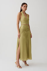 Makena Gathered Midi Skirt - Green