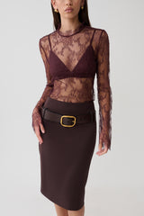 Brooke Suiting Midi Skirt - Burgundy