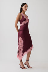Amber Satin And Lace Camisole - Burgundy