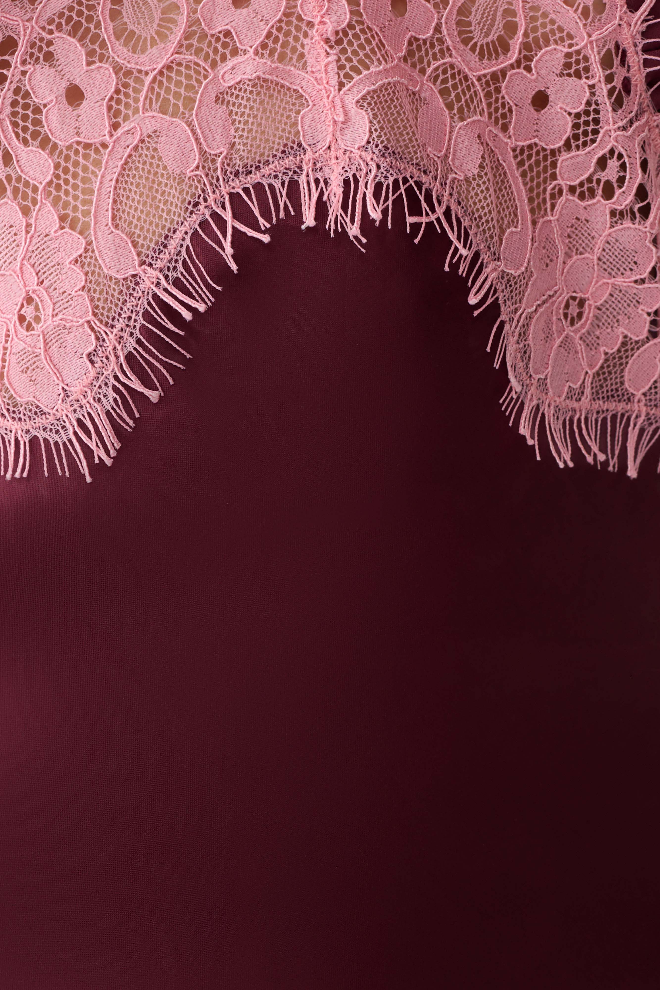 Amber Satin And Lace Camisole - Burgundy