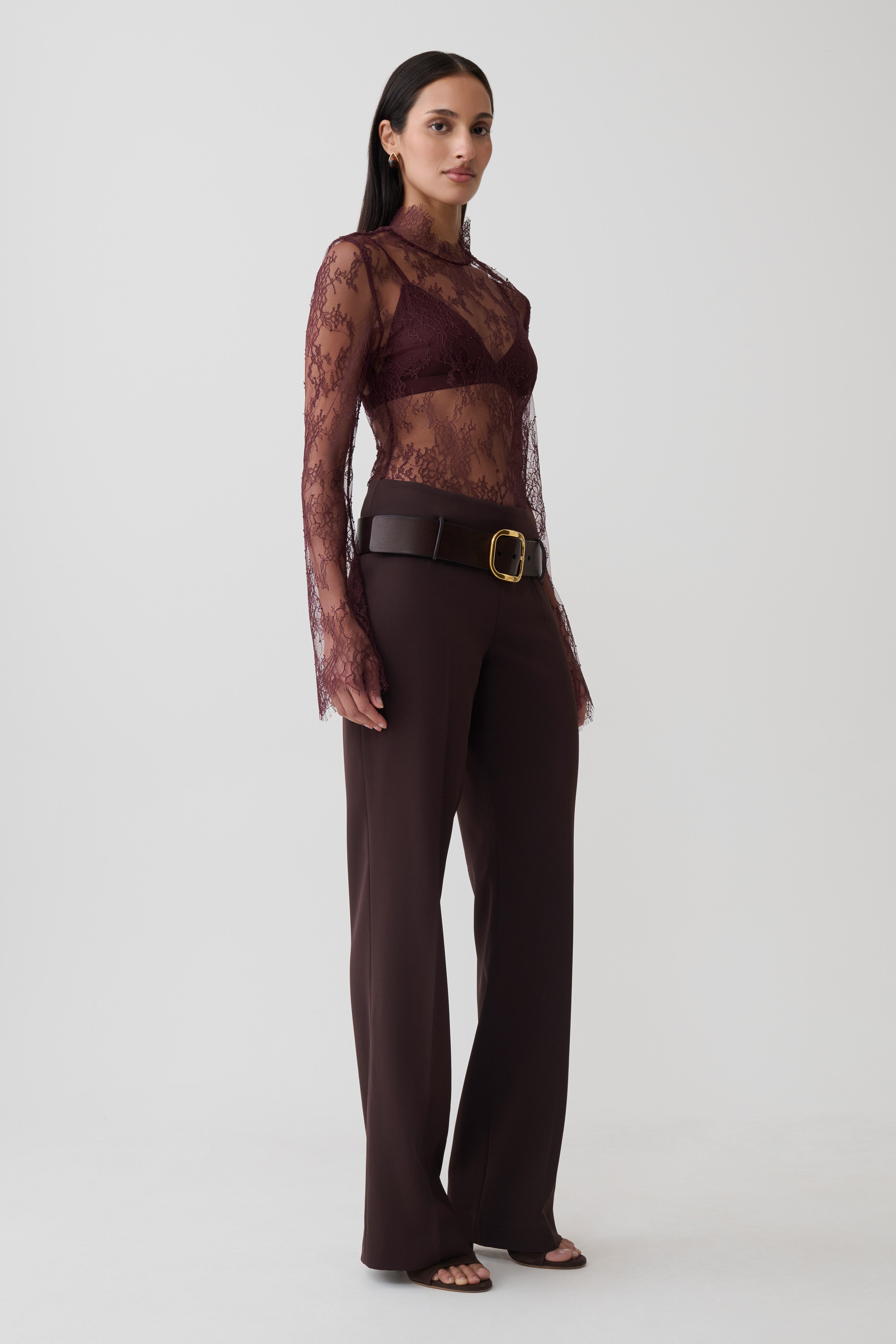Brooke Straight Leg Suiting Pant - Burgundy