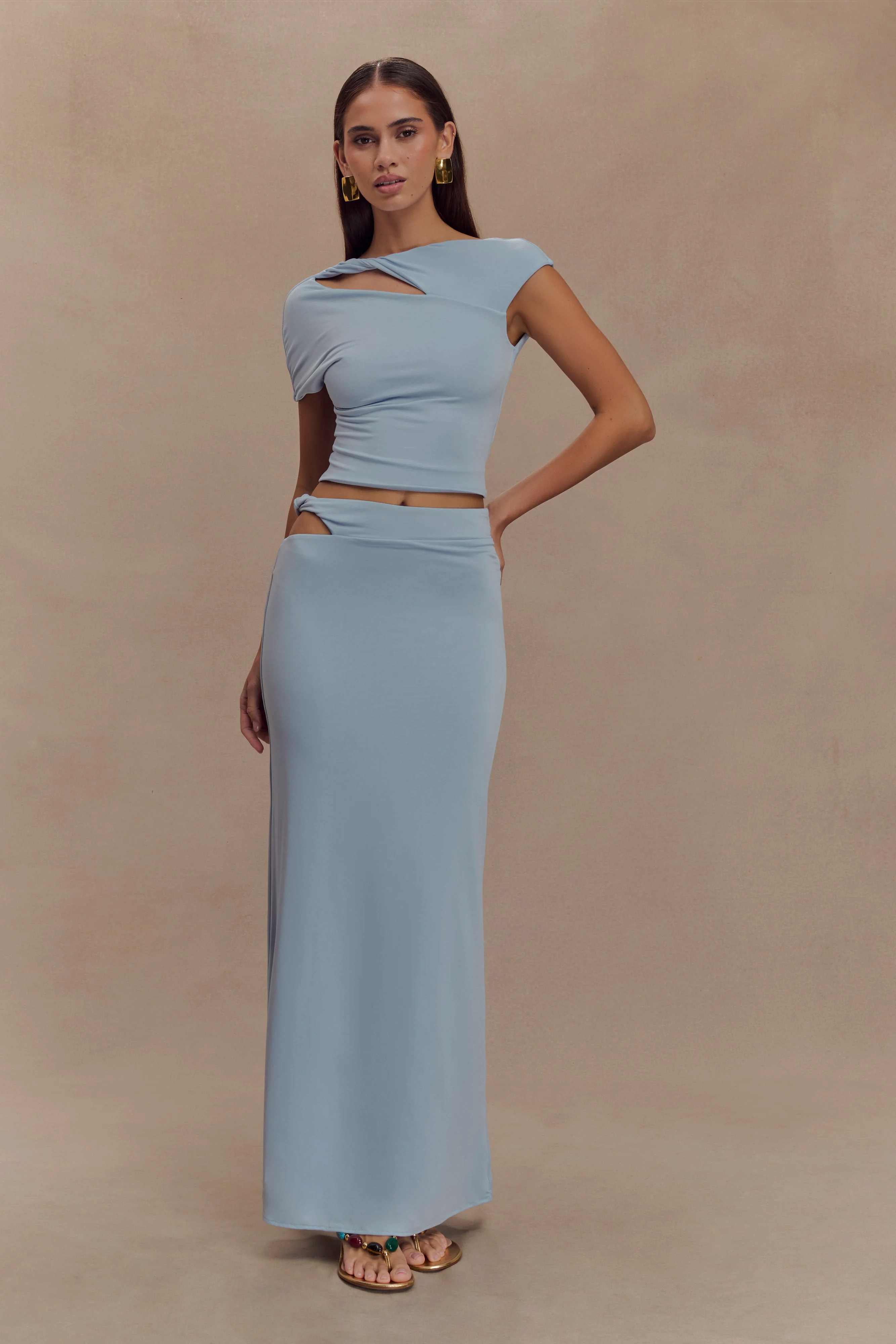 Haven Slinky Twist Top - Pale Blue