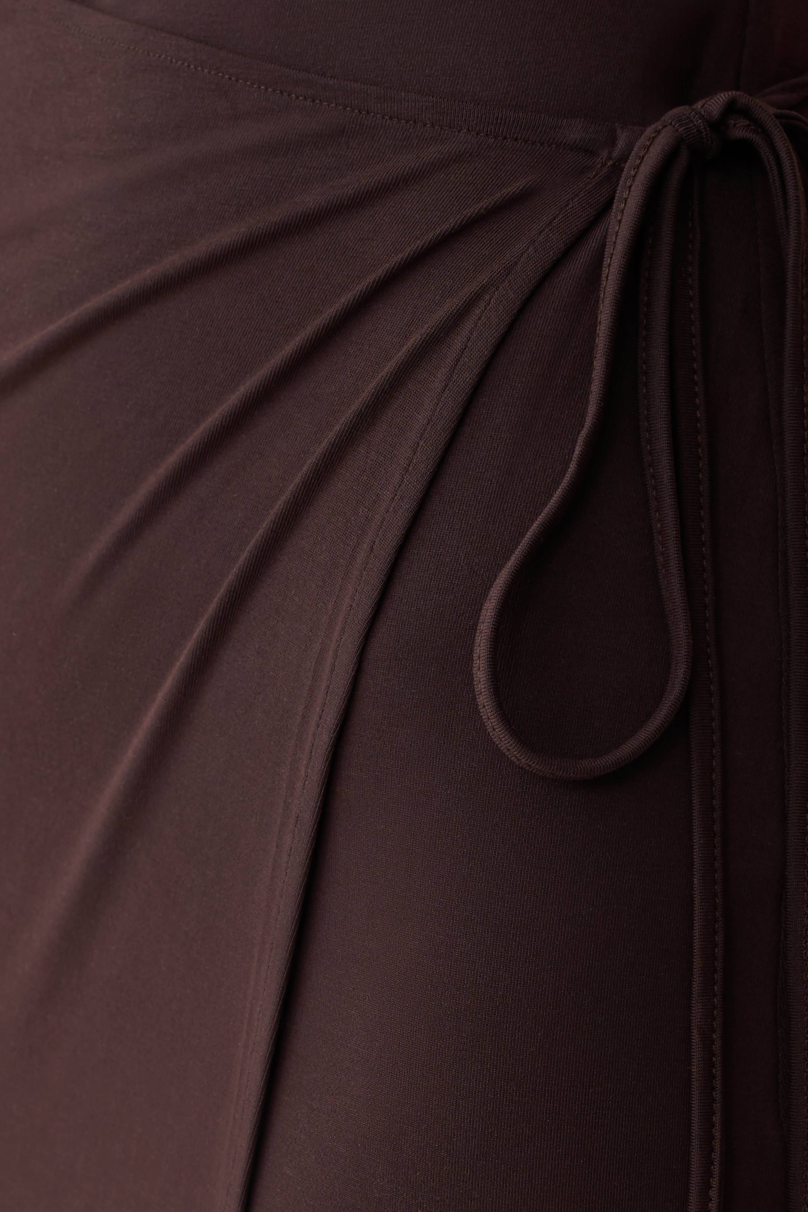 Euphemia Cupro Midi Wrap Dress - Chocolate