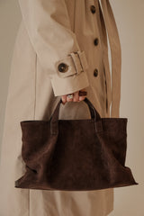 Baylor Faux Suede Bag - Chocolate