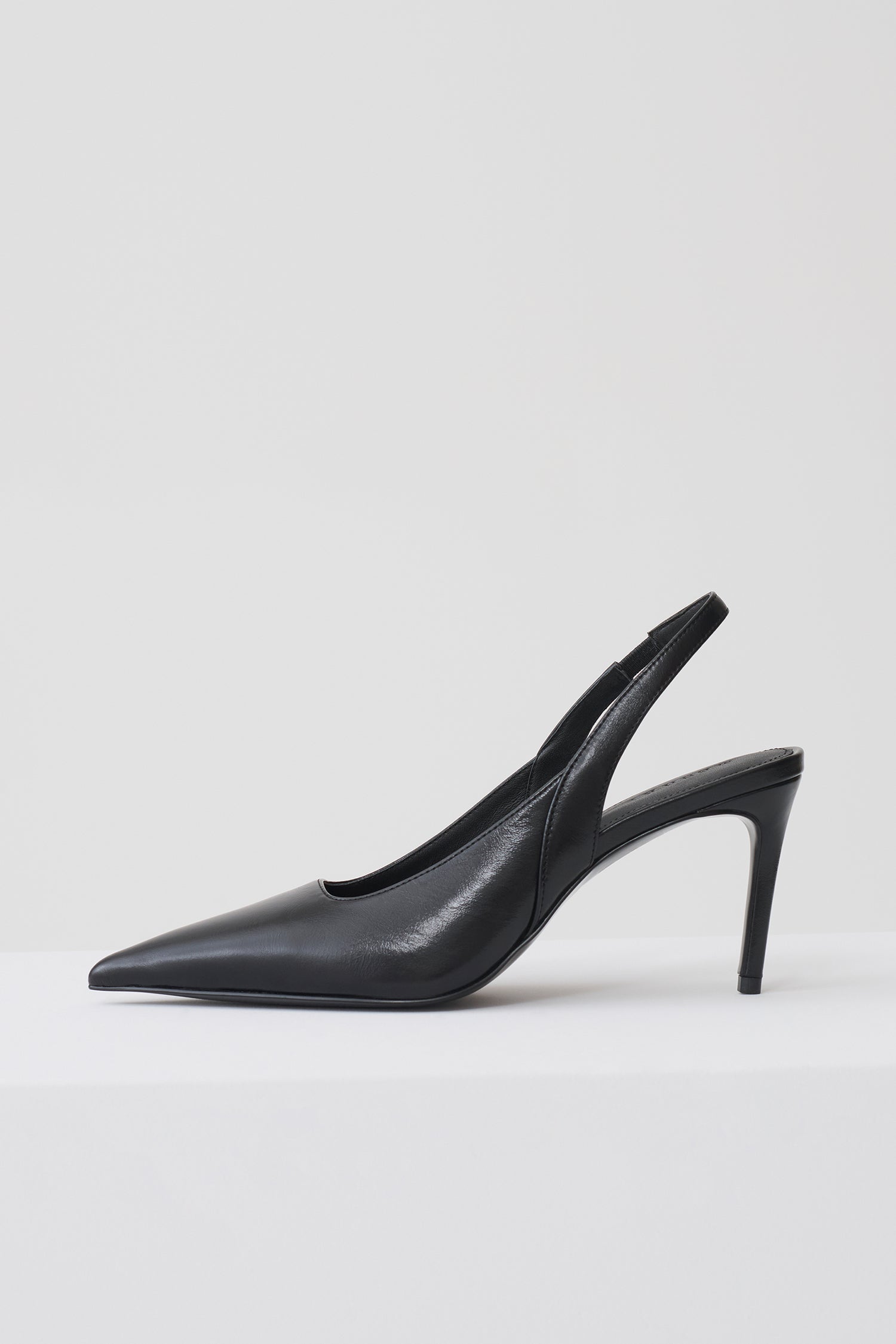 Samar Pointed Sling Back Heels - Black