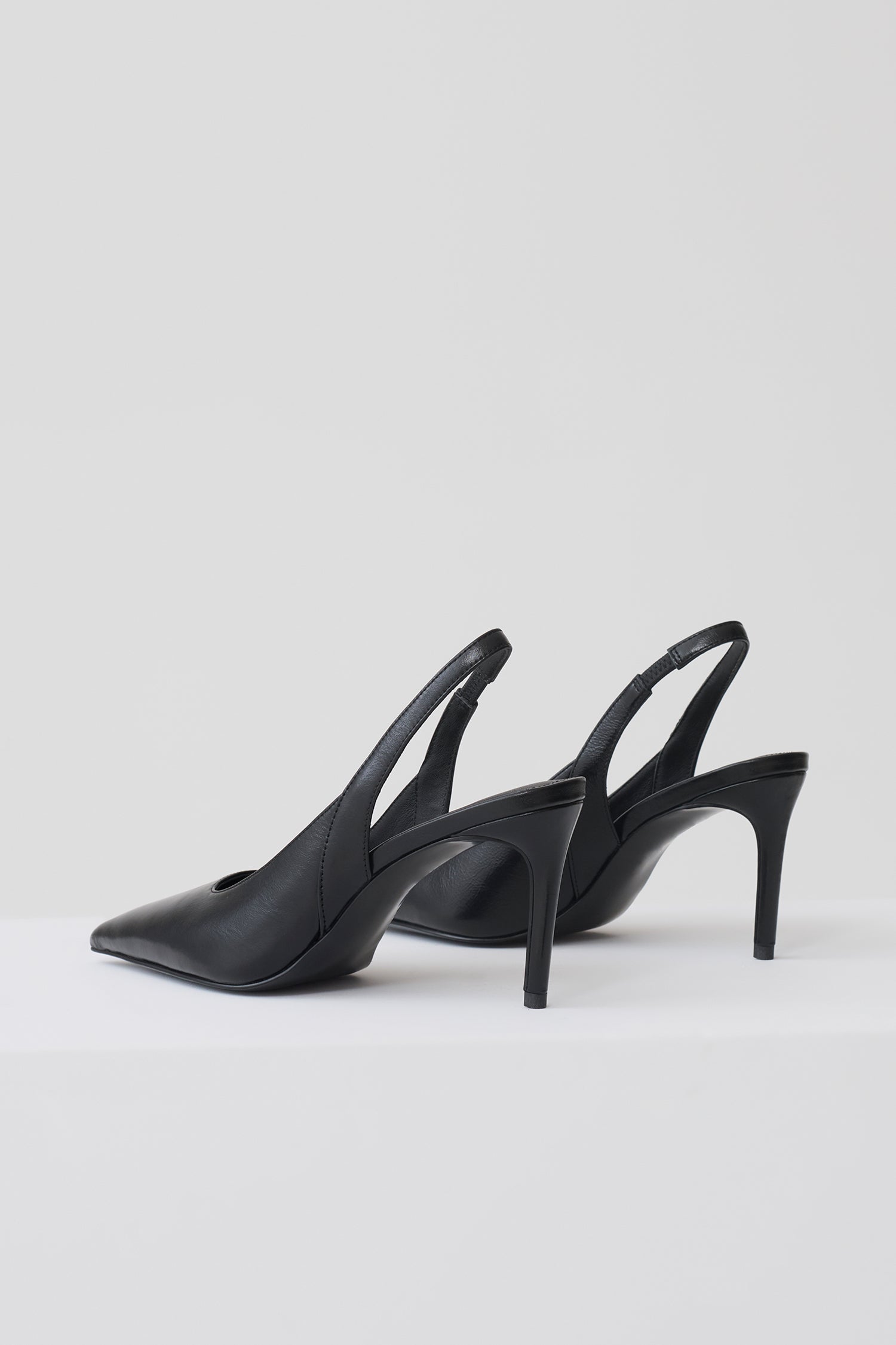 Samar Pointed Sling Back Heels - Black