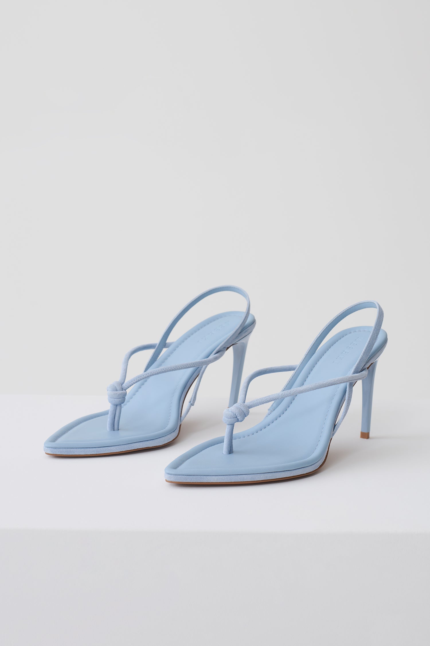 Nikkie Knot Sling Back Heel - Pale Blue Suede