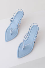 Nikkie Knot Sling Back Heel - Pale Blue Suede