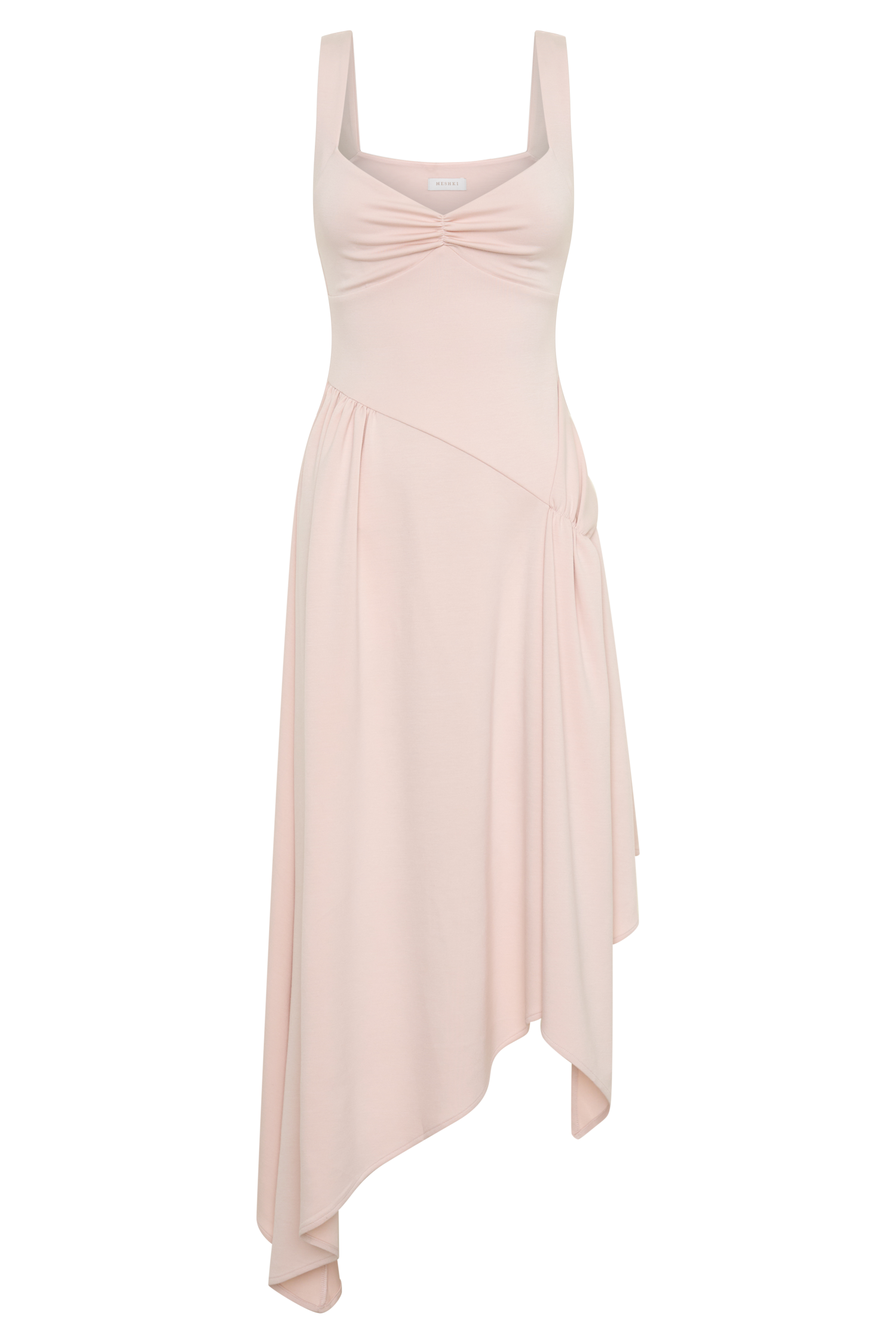 Cellini Asymmetric Hem Midi Dress - Muted Pink