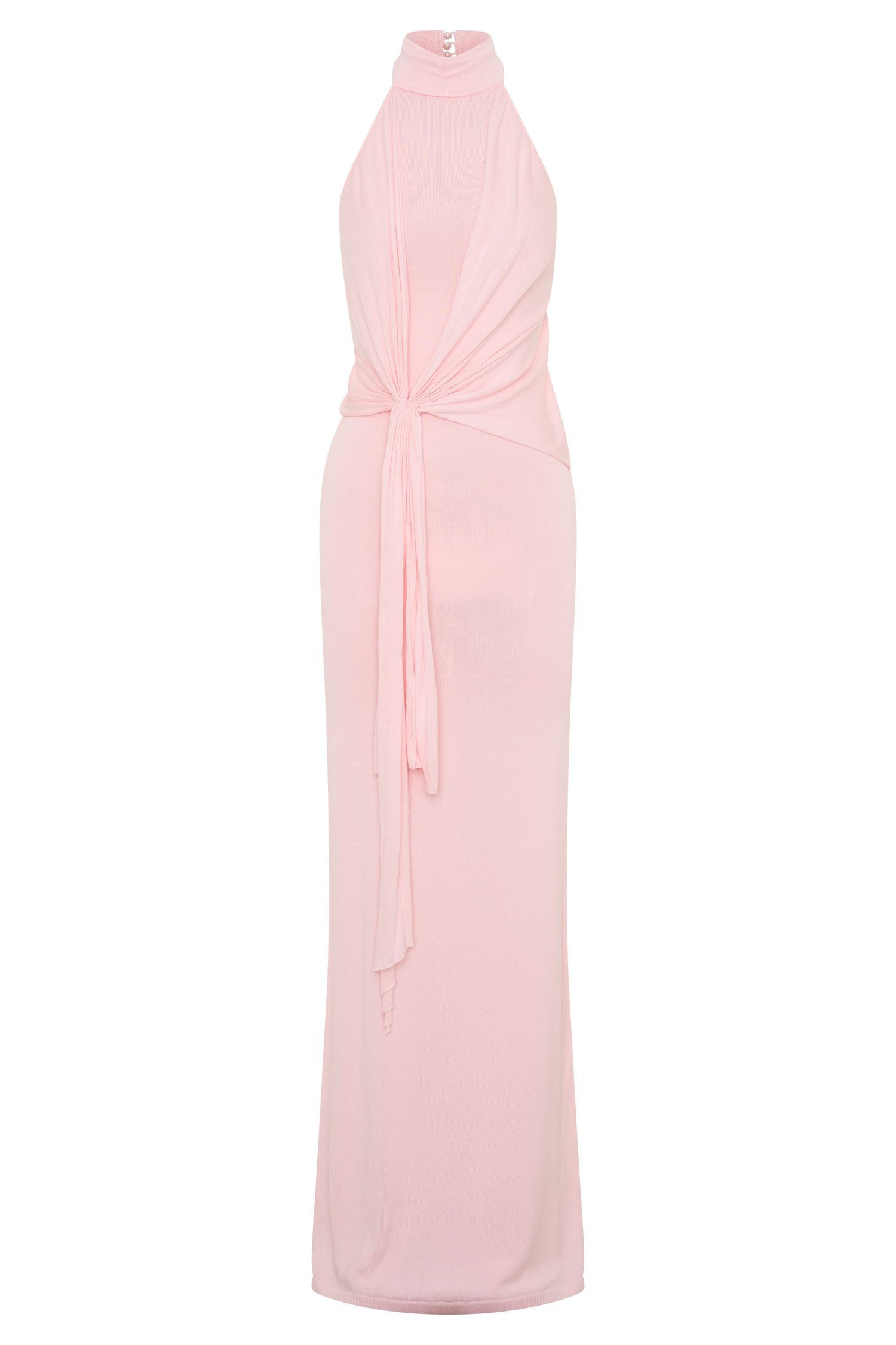 Cindylou Halter Knit Maxi Dress - Baby Pink