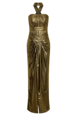 Clemence Plisse Maxi Dress - Gold