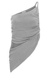 Corah Lurex Drape Knit Top - Silver
