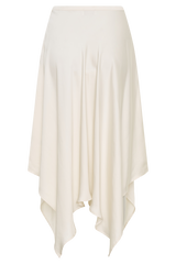 Coralie Asymmetric Satin Midi Skirt - Ivory