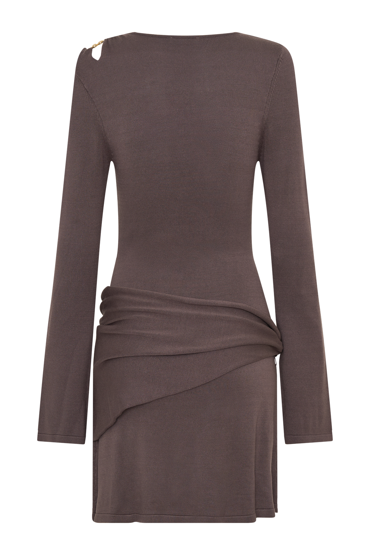 Cresida Knit Long Sleeve Mini Dress With Hardware - Peppercorn
